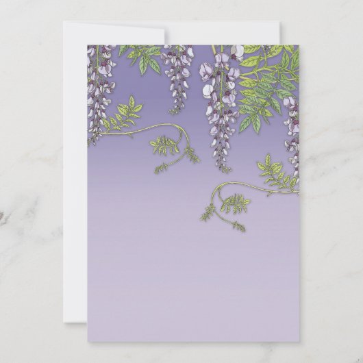 Kunst Nouveau Vintager Wisteria-BlumenProbe Einladung (Rückseite)