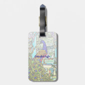 Kunst Nouveau VintageTiffany Buntglas-Pfau Gepäckanhänger (Rückseite vertikal)