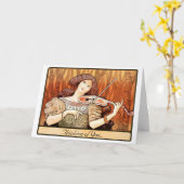 Kunst Nouveau Violinen-Mädchen Karte (Gelbe Blume)