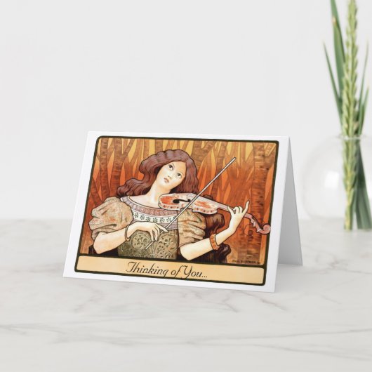 Kunst Nouveau Violinen-Mädchen Karte (Vorderseite)
