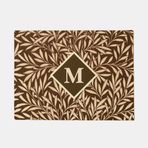 Kunst Nouveau Weide mit Monogramm, Brown und Beige Fußmatte