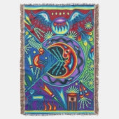 Kunst Oaxacas Mexiko mexikanische Stammes- Boho Decke (Vorderseite Vertikal)