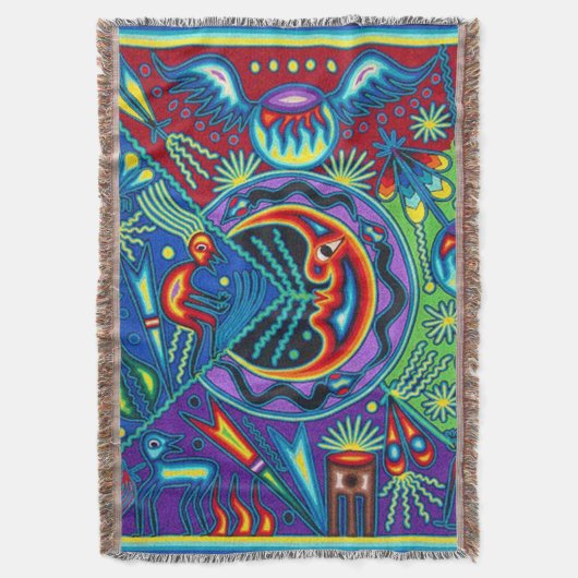 Kunst Oaxacas Mexiko mexikanische Stammes- Boho Decke (Vorderseite Vertikal)