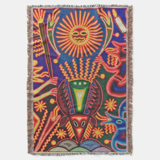 Kunst Oaxacas Mexiko mexikanische Stammes- Boho Decke (Vorderseite Vertikal)