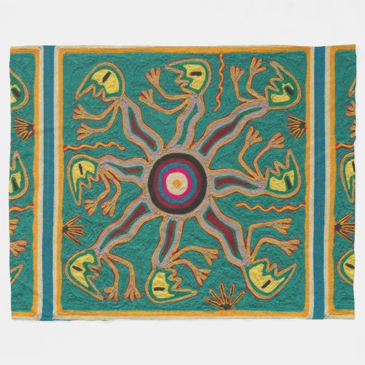 Kunst Oaxacas Mexiko mexikanische Stammes- Boho Fleecedecke (Vorderseite (Horizontal))
