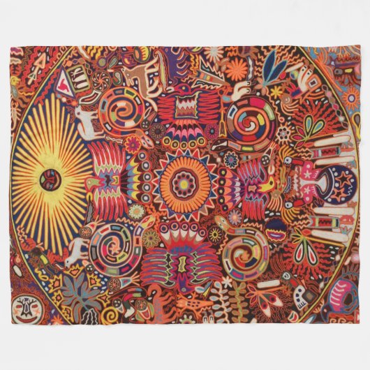 Kunst Oaxacas Mexiko mexikanische Stammes- Boho Fleecedecke (Vorderseite (Horizontal))