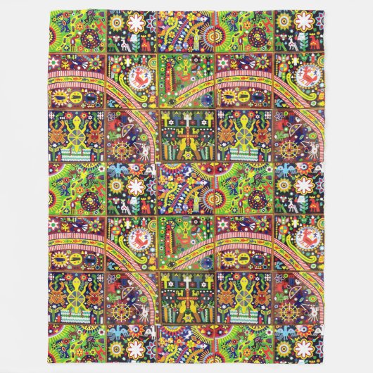 Kunst Oaxacas Mexiko mexikanische Stammes- Boho Fleecedecke (Vorderseite)