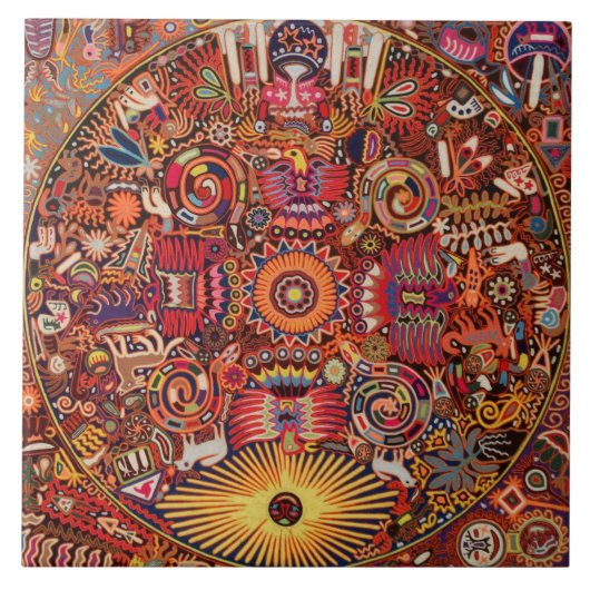 Kunst Oaxacas Mexiko mexikanische Stammes- Boho Fliese (Vorderseite)