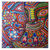 Kunst Oaxacas Mexiko mexikanische Stammes- Boho Fliese (Vorderseite)