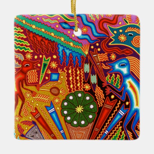 Kunst Oaxacas Mexiko mexikanische Stammes- Boho Keramikornament (Vorderseite)