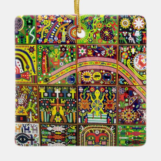 Kunst Oaxacas Mexiko mexikanische Stammes- Boho Keramikornament (Vorderseite)