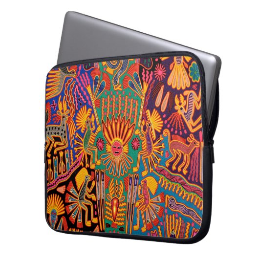 Kunst Oaxacas Mexiko mexikanische Stammes- Boho Laptopschutzhülle (Vorderseite Links)