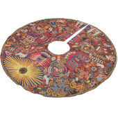 Kunst Oaxacas Mexiko mexikanische Stammes- Boho Polyester Weihnachtsbaumdecke (Schrägansicht)