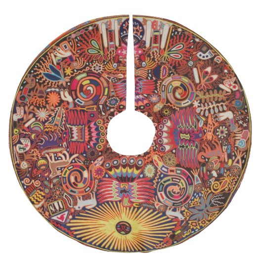 Kunst Oaxacas Mexiko mexikanische Stammes- Boho Polyester Weihnachtsbaumdecke (Vorderseite)