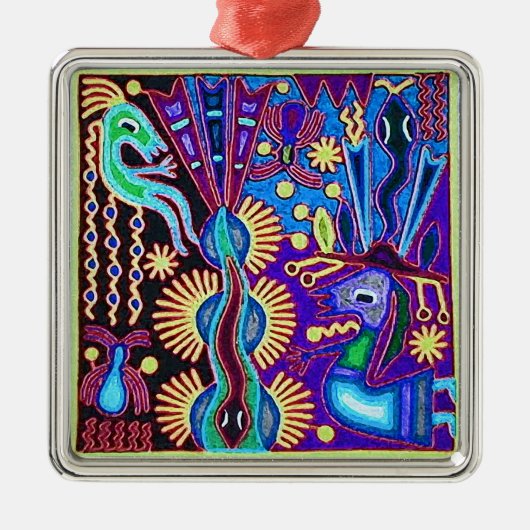 Kunst Oaxacas Mexiko mexikanische Stammes- Boho Silbernes Ornament (Vorne)