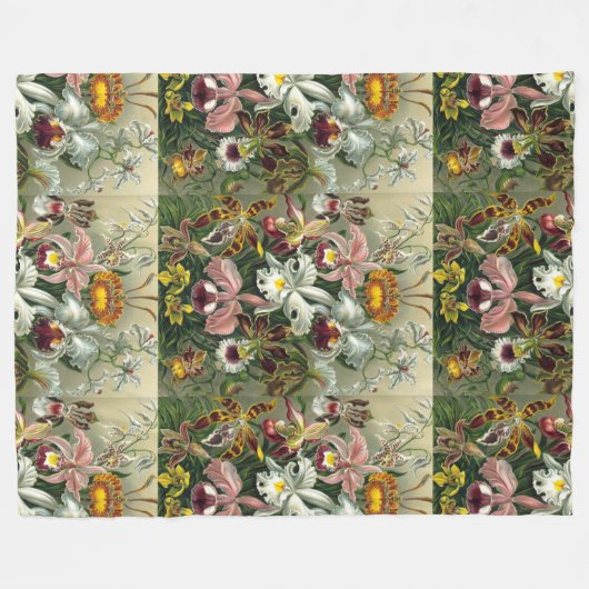 Kunst - Orchideen Fleecedecke (Vorderseite (Horizontal))