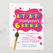 Kunst-Party-6. Geburtstags-Einladung Einladung (Vorne/Hinten)