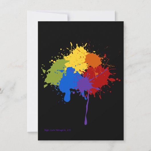 Kunst-Party Brights Farben Einladung (Rückseite)