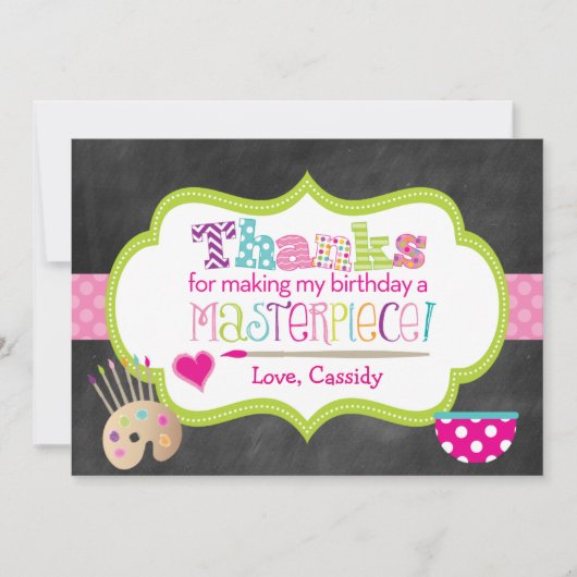 Kunst-Party danken Ihnen, - vorgeschriebene Dankeskarte (Vorderseite)