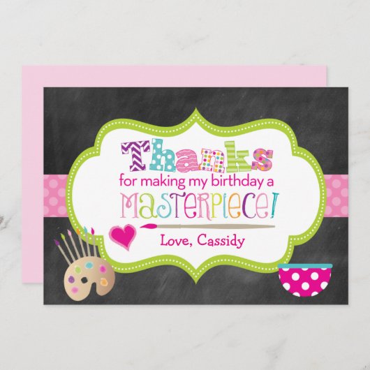 Kunst-Party danken Ihnen, - vorgeschriebene Dankeskarte (Vorne/Hinten)