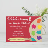 Kunst-Party-Palette lädt - Rot ein Einladung (Stehend Vorderseite)