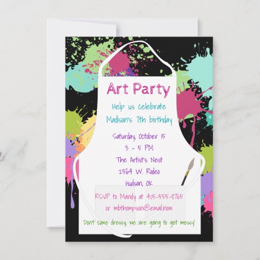 Kunst-Party-Pastell-Farben Einladung (Vorderseite)