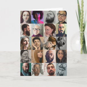 Kunst-Porträt-Gruß-Karte - zeichnend u. malend Karte