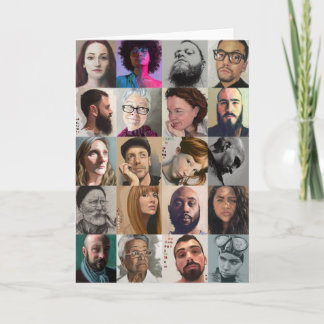 Kunst-Porträt-Gruß-Karte - zeichnend u. malend Karte