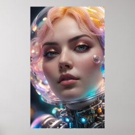 Kunst Potpourri AI Mädchen Flüssigkeitsblase Poster