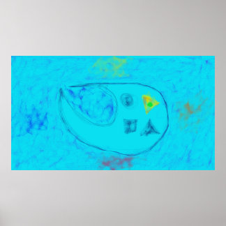 Kunst Potpourri Aqua Blau Minmalistische Abstrakt Poster