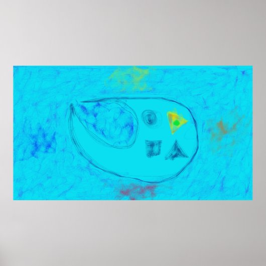 Kunst Potpourri Aqua Blau Minmalistische Abstrakt Poster (Vorne)