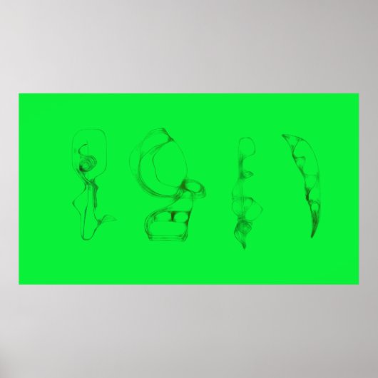 Kunst Potpourri Grüne minimalistische Zeichnung Poster (Vorne)