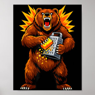 Kunst Retro Bär Grating Käse Humor Poster