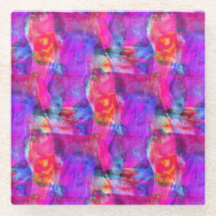 Kunst rosa, blau, rote Textur Hintergrund Glasuntersetzer