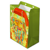 Kunst Sankt "bunten Klaus" Digital Mittlere Geschenktüte (Rückseite Schrägansicht)