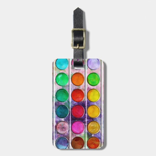 Kunst-Spaß-bunter Farben-Farbkasten Gepäckanhänger (Vorderseite vertikal)