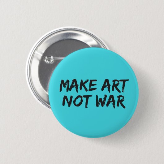 Kunst statt Krieg - Blaues Friedensmotto Button (Vorne & Hinten)