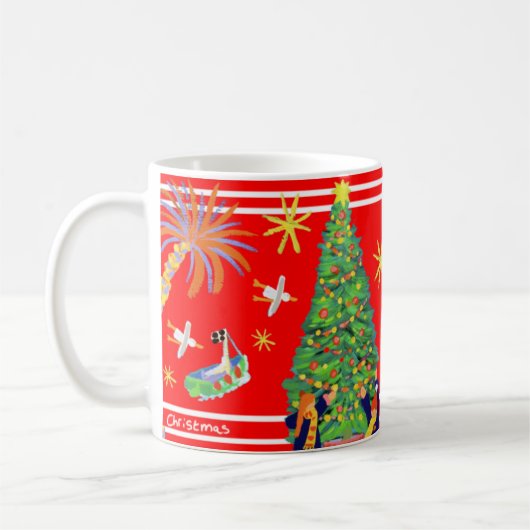 Kunst-Tasse: John-Farbstoff-Weihnachtskunst-Tasse. Kaffeetasse (Links)