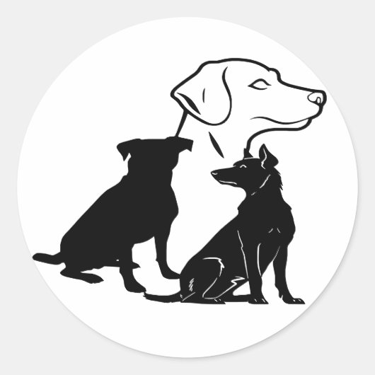 Kunst-Trio von Loyal Paws Runder Aufkleber (Vorderseite)