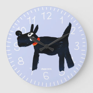 Kunst-Uhr: John-Farbstoff Scotty Hund Große Wanduhr