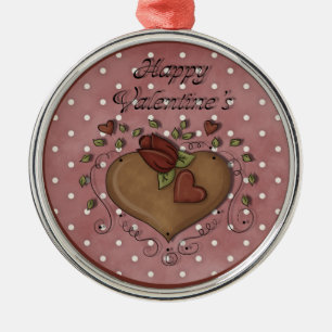 Kunst und Garland Valentinstag Silbernes Ornament