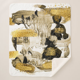 Kunst und Gold. Trendfarben mit goldener Farbe und Sherpadecke