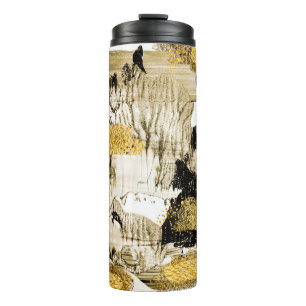 Kunst und Gold. Trendige Farbe mit goldener Farbe Thermosbecher