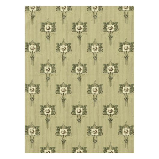 Kunst und Handwerk, Mission Style White Floral Mus Tischdecke (Vorderseite)