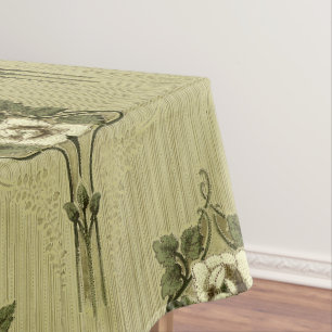 Kunst und Handwerk, Mission Style White Floral Mus Tischdecke