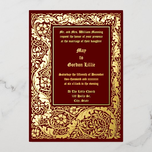 Kunst und Handwerk Stil 1905 Blumenzehen Folieneinladung (Vorderseite)