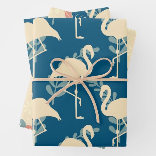 Kunst und Handwerk Stil dekoriert Flamingo gemuste Geschenkpapier Set (Beispiel)