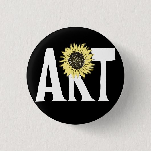 Kunst und Sonnenblume-Knopf Button (Vorderseite)
