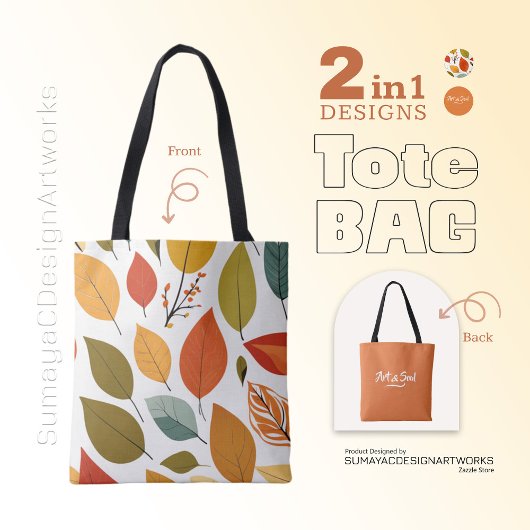Kunst und Soul Orange Blätter 2 in 1 Gesamtpaket Tasche