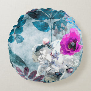 kunst Vintage Aquarellfarben flornahtlos pa Rundes Kissen